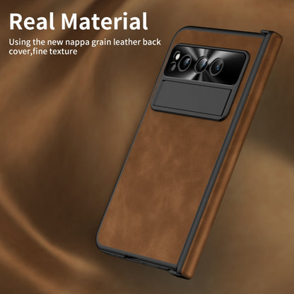 For Google Pixel Fold Integrated Napa Texture All-inclusive Phone Case with Hinge(Brown) - Google Cases by buy2fix | Online Shopping UK | buy2fix