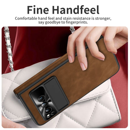 For Google Pixel Fold Integrated Napa Texture All-inclusive Phone Case with Hinge(Brown) - Google Cases by buy2fix | Online Shopping UK | buy2fix