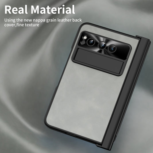 For Google Pixel Fold Integrated Napa Texture All-inclusive Phone Case with Pen Slot(White) by buy2fix