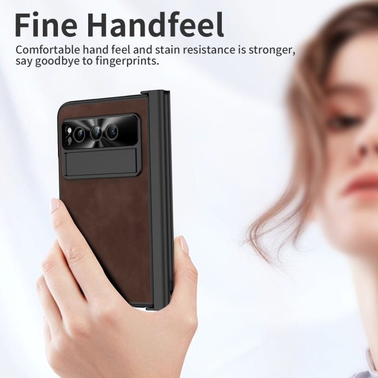 For Google Pixel Fold Integrated Napa Texture All-inclusive Phone Case with Pen Slot(Coffee) - Google Cases by buy2fix | Online Shopping UK | buy2fix