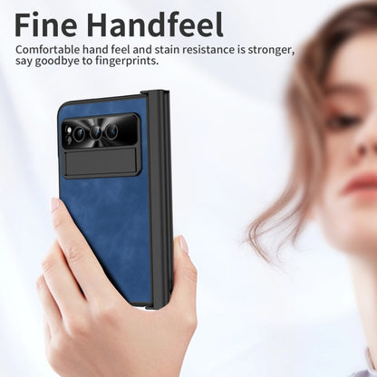 For Google Pixel Fold Integrated Napa Texture All-inclusive Phone Case with Pen Slot(Blue) - Google Cases by buy2fix | Online Shopping UK | buy2fix