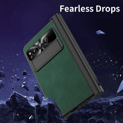 For Google Pixel Fold Integrated Napa Texture All-inclusive Phone Case with Pen Slot(Green) - Google Cases by buy2fix | Online Shopping UK | buy2fix