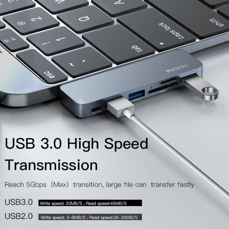 Yesido HB10 6 in 1 USB-C / Type-C Ports Multifunctional Docking Station HUB Adapter - USB HUB by Yesido | Online Shopping UK | buy2fix