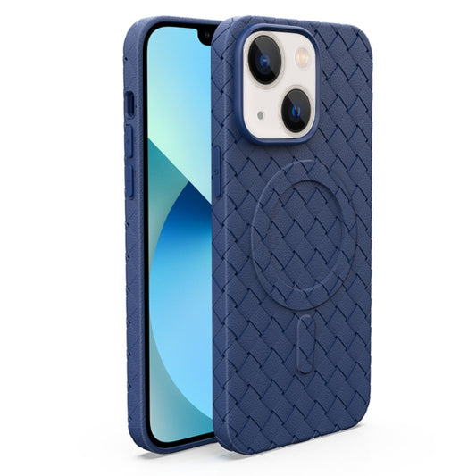 For iPhone 13 Woven Pattern MagSafe Magnetic Cooling Phone Case(Blue) by buy2fix