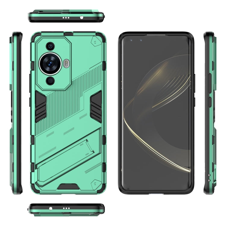 For Huawei nova 11 Pro 4G Punk Armor 2 in 1 PC + TPU Phone Case with Holder(Green) - Huawei Cases by buy2fix | Online Shopping UK | buy2fix