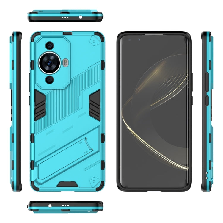 For Huawei nova 11 Pro 4G Punk Armor 2 in 1 PC + TPU Phone Case with Holder(Blue) - Huawei Cases by buy2fix | Online Shopping UK | buy2fix