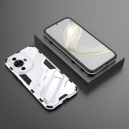 For Huawei nova 11 4G Punk Armor 2 in 1 PC + TPU Phone Case with Holder(White) by buy2fix