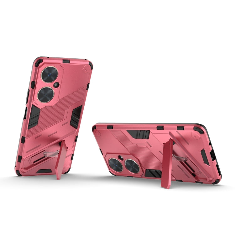 For Huawei nova 11i 4G Punk Armor 2 in 1 PC + TPU Phone Case with Holder(Light Red) - Huawei Cases by buy2fix | Online Shopping UK | buy2fix