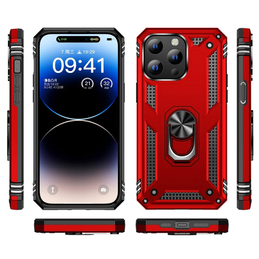 For iPhone 15 Pro Shockproof TPU + PC Phone Case with Holder(Red) by buy2fix