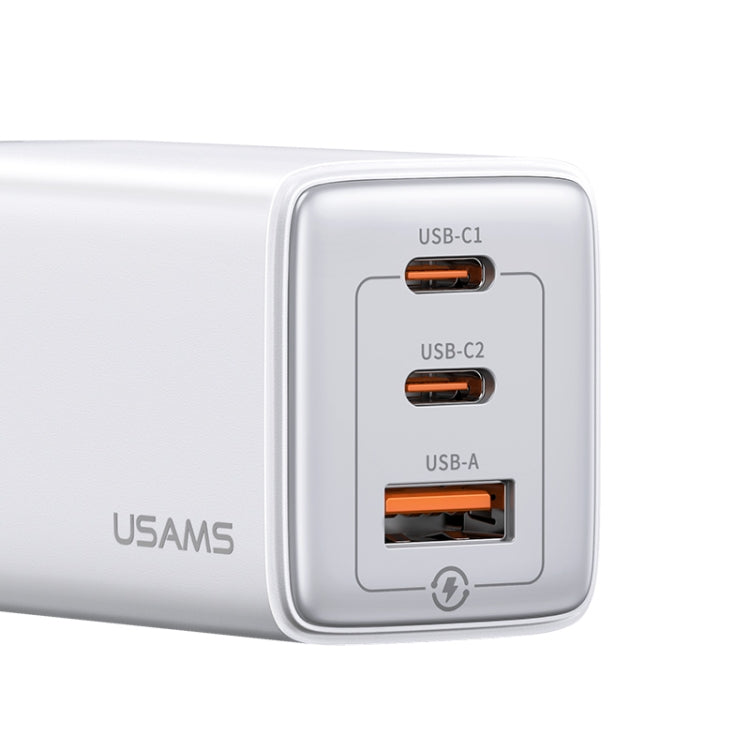 USAMS US-CC196 65W ACC Three Ports GaN Charger, UK Plug(Black) - USB Charger by USAMS | Online Shopping UK | buy2fix