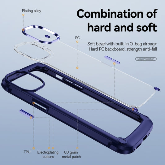 For iPhone 15 Pro Max TPU + PC Lens Protection Phone Case(Blue) by buy2fix
