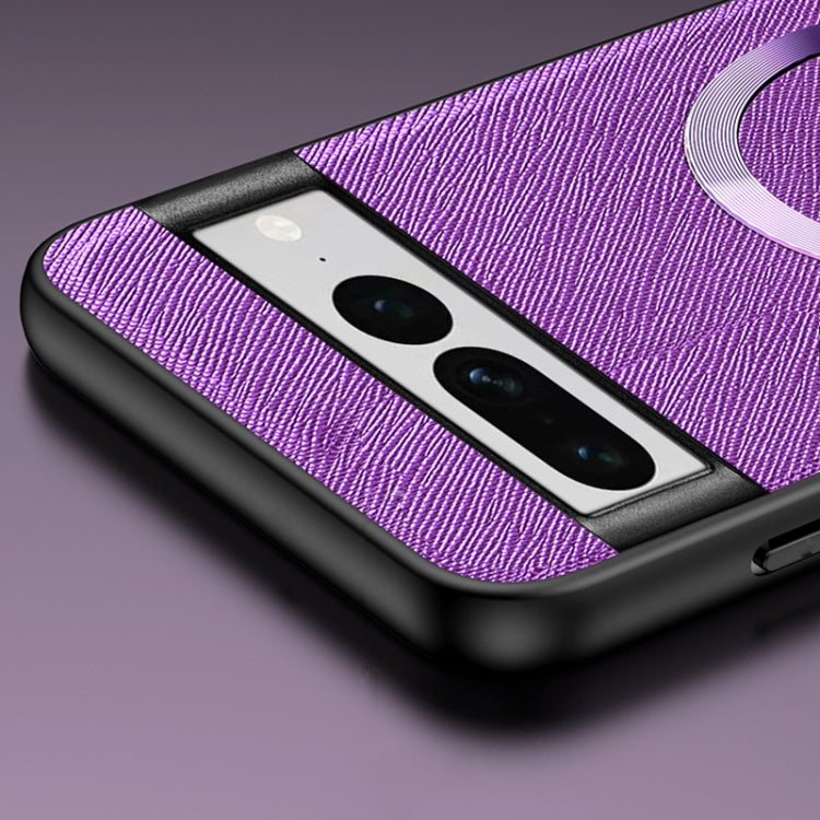 For Google Pixel 8 CD Magnetic Ring Magsafe Cross Texture Phone Case(Purple) by buy2fix