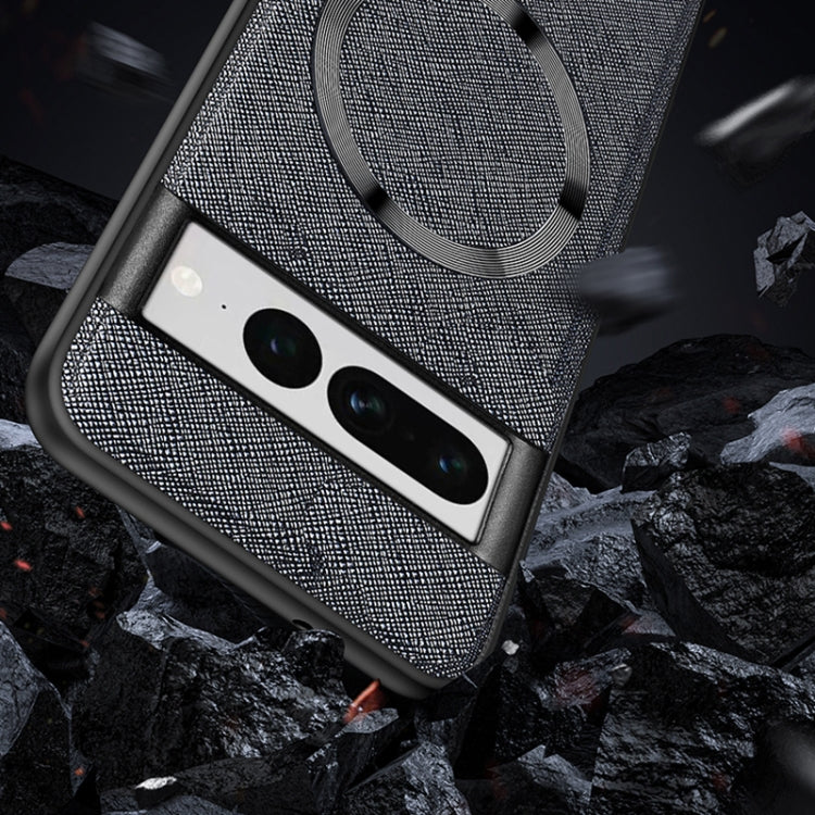 For Google Pixel 8 CD Magnetic Ring Magsafe Cross Texture Phone Case(Purple) by buy2fix