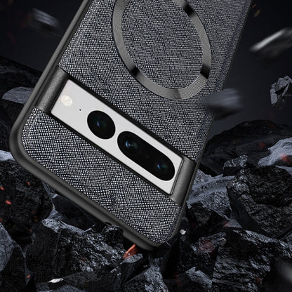 For Google Pixel 8 CD Magnetic Ring Magsafe Cross Texture Phone Case(Purple) by buy2fix