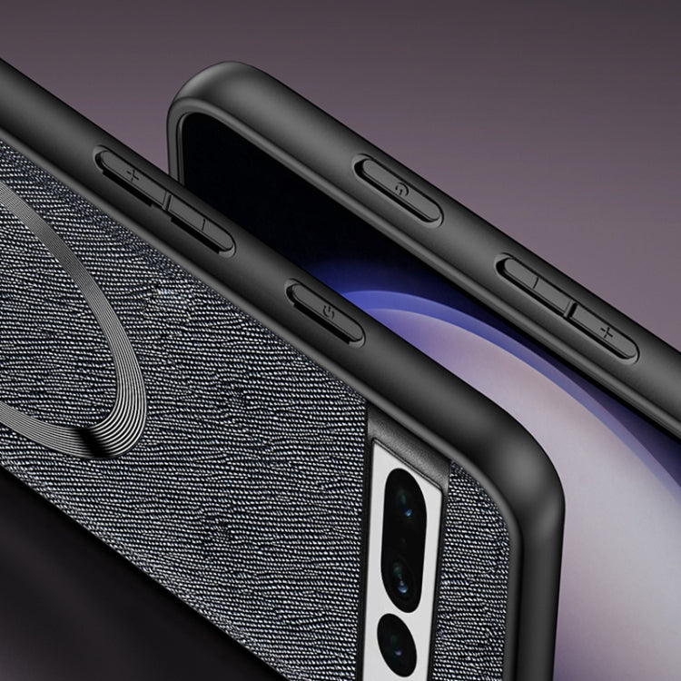 For Google Pixel 8 CD Magnetic Ring Magsafe Cross Texture Phone Case(Purple) by buy2fix