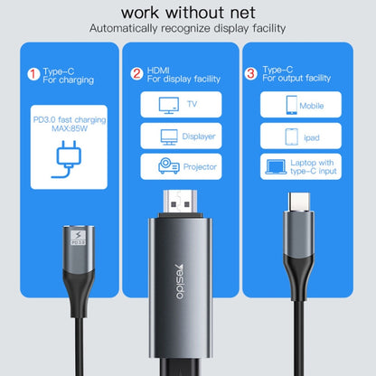 Yesido HM01 USB-C / Type-C to HDMI Adapter Cable, Length:1.8m - Cable & Adapters by Yesido | Online Shopping UK | buy2fix