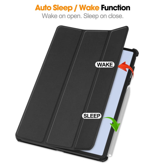 For Huawei Matepad Air Custer Pure Color 3-Fold Holder Smart Leather Tablet Case(Black) by buy2fix