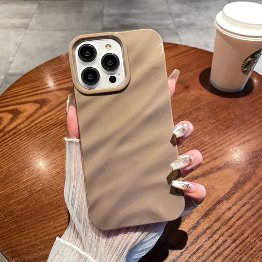 Pour iPhone 14 Pro Coque de téléphone en TPU à texture ondulée de couleur unie (marron)