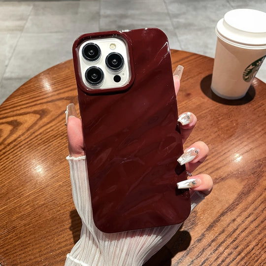 Pour iPhone 14 Pro Coque de téléphone en TPU à texture ondulée de couleur unie (rouge vin)