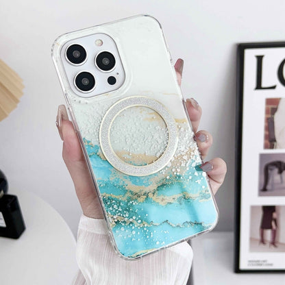 For iPhone 12 Pro Max Dual-side IMD Marble Magsafe Phone Case(White Green) by buy2fix