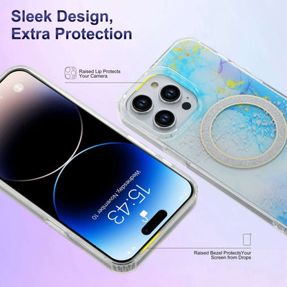For iPhone 12 Pro Max Dual-side IMD Marble Magsafe Phone Case(White Green) by buy2fix