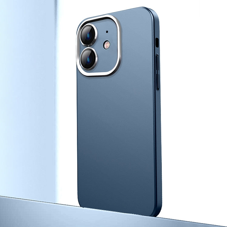 For iPhone 12 Frosted Metal Material Phone Case with Lens Protection(Dark Blue) - iPhone 12 / 12 Pro Cases by buy2fix | Online Shopping UK | buy2fix