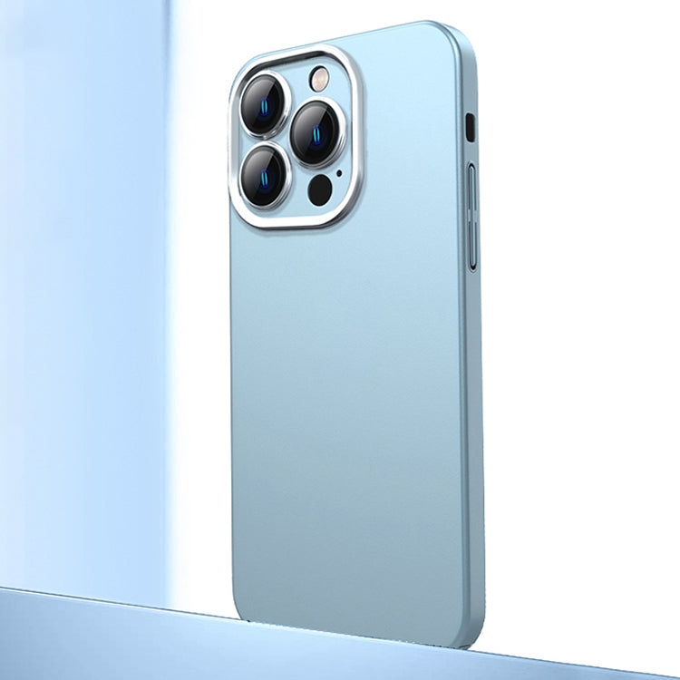 For iPhone 12 Pro Max Frosted Metal Material Phone Case with Lens Protection(Light Blue) - iPhone 12 Pro Max Cases by buy2fix | Online Shopping UK | buy2fix