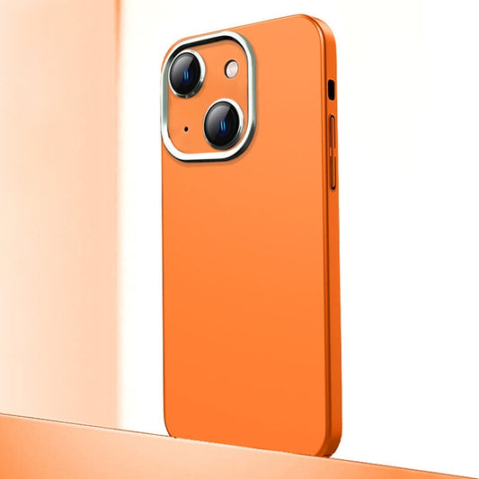 For iPhone 13 Frosted Metal Material Phone Case with Lens Protection(Orange) - iPhone 13 Cases by buy2fix | Online Shopping UK | buy2fix