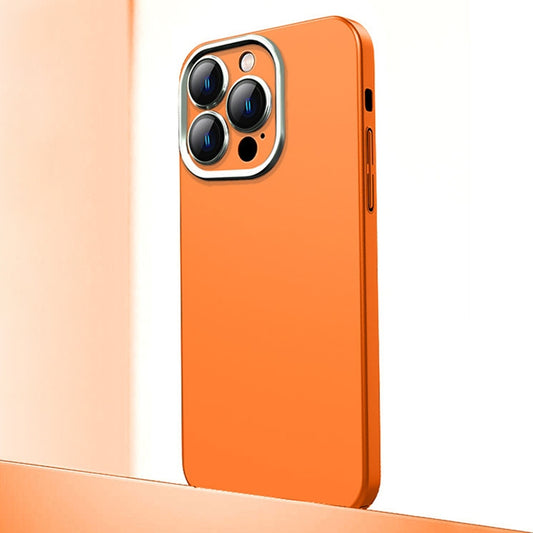 For iPhone 13 Pro Frosted Metal Material Phone Case with Lens Protection(Orange) - iPhone 13 Pro Cases by buy2fix | Online Shopping UK | buy2fix