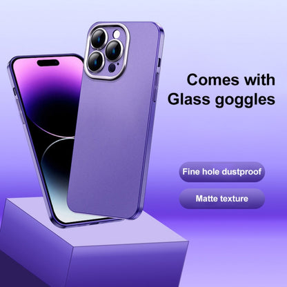 For iPhone 14 Pro Frosted Metal Material Phone Case with Lens Protection(Purple) - iPhone 14 Pro Cases by buy2fix | Online Shopping UK | buy2fix