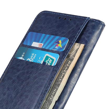 For iPhone 15 Pro Max Magnetic Crazy Horse Texture Horizontal Flip Leather Phone Case(Blue) - iPhone 15 Pro Max Cases by buy2fix | Online Shopping UK | buy2fix