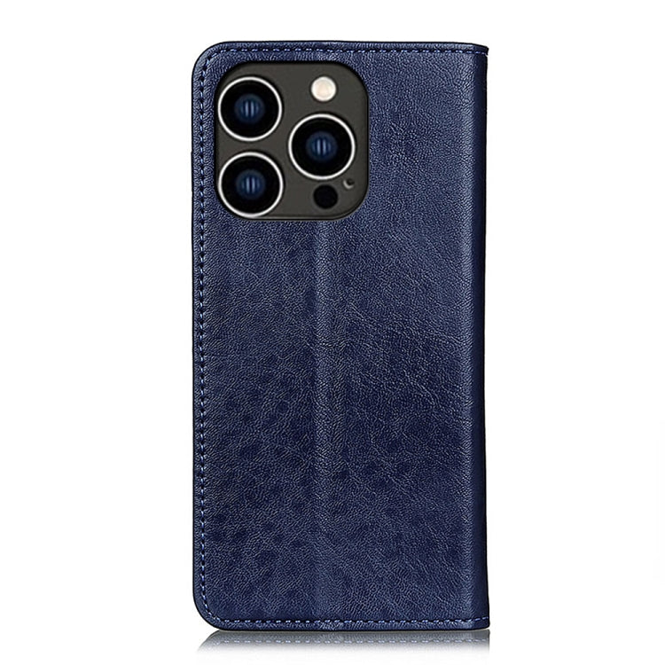 For iPhone 15 Pro Magnetic Crazy Horse Texture Horizontal Flip Leather Phone Case(Blue) - iPhone 15 Pro Cases by buy2fix | Online Shopping UK | buy2fix