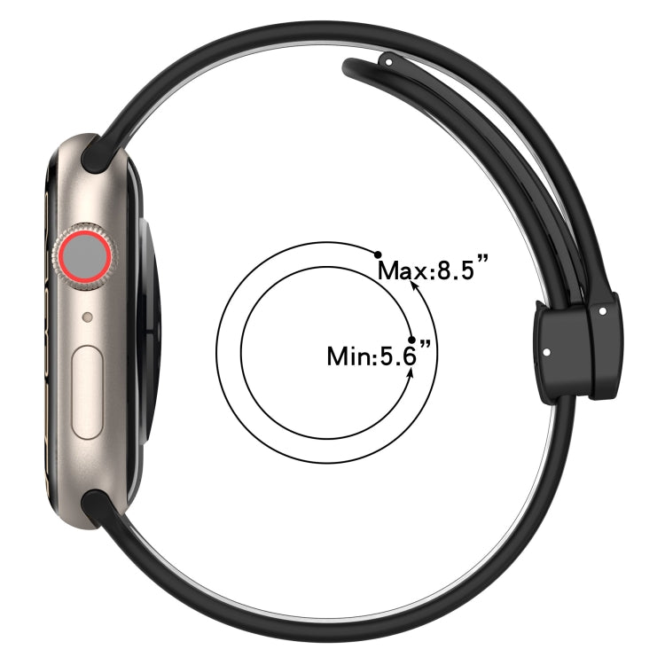 For Apple Watch 7 45mm Magnetic Buckle Silicone Watch Band(Black White) by buy2fix