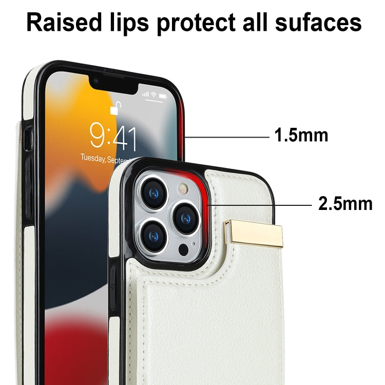 For iPhone 13 Pro Metal Buckle Card Slots Phone Case(White) - iPhone 13 Pro Cases by buy2fix | Online Shopping UK | buy2fix