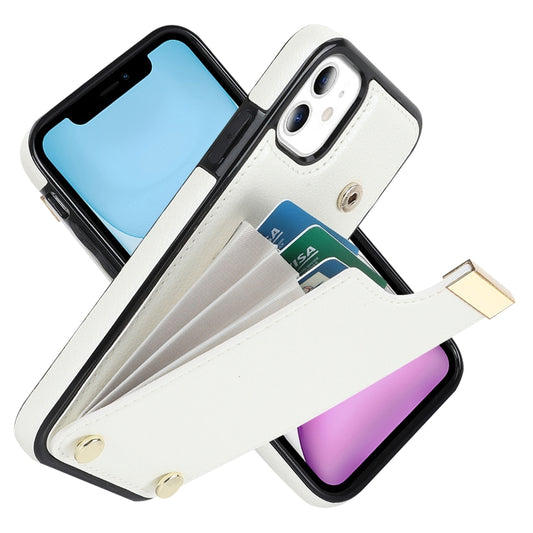 For iPhone 11 Metal Buckle Card Slots Phone Case(White) by buy2fix
