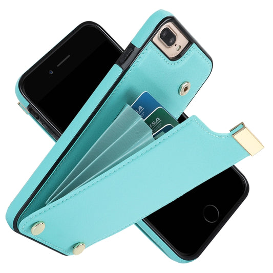 For iPhone 8 Plus / 7 Plus Metal Buckle Card Slots Phone Case(Green) by buy2fix