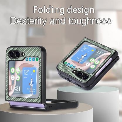 For Samsung Galaxy Z Flip5 Carbon Fiber Fold Back Phone Case(Green) - Galaxy Z Flip5 Cases by buy2fix | Online Shopping UK | buy2fix