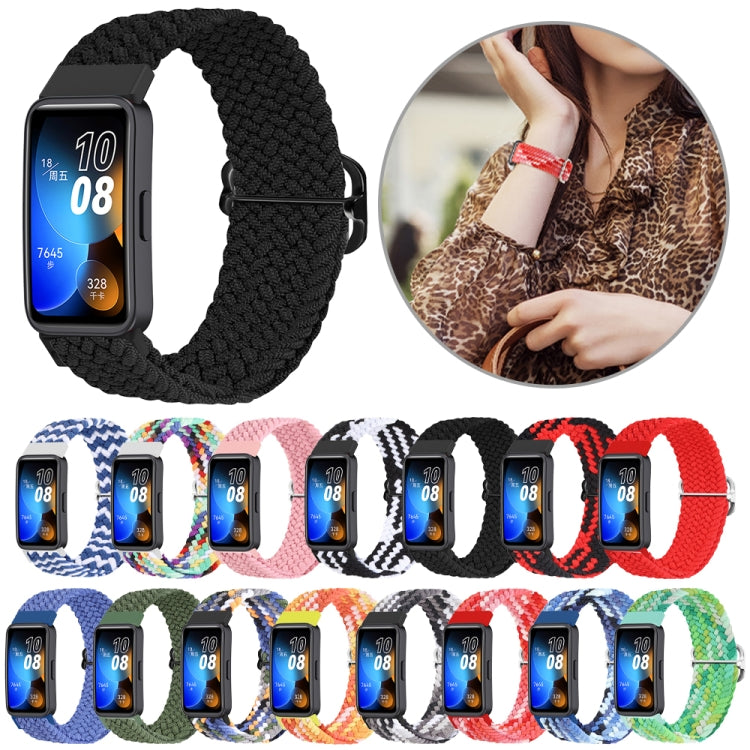 For Huawei Band 8 Nylon Braided Buckle Watch Band(Colorful Black) by buy2fix