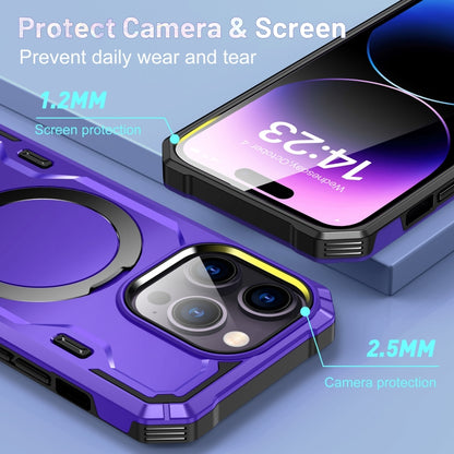 For iPhone 12 / 12 Pro Patronus MagSafe Magnetic Holder Phone Case(Purple) by buy2fix