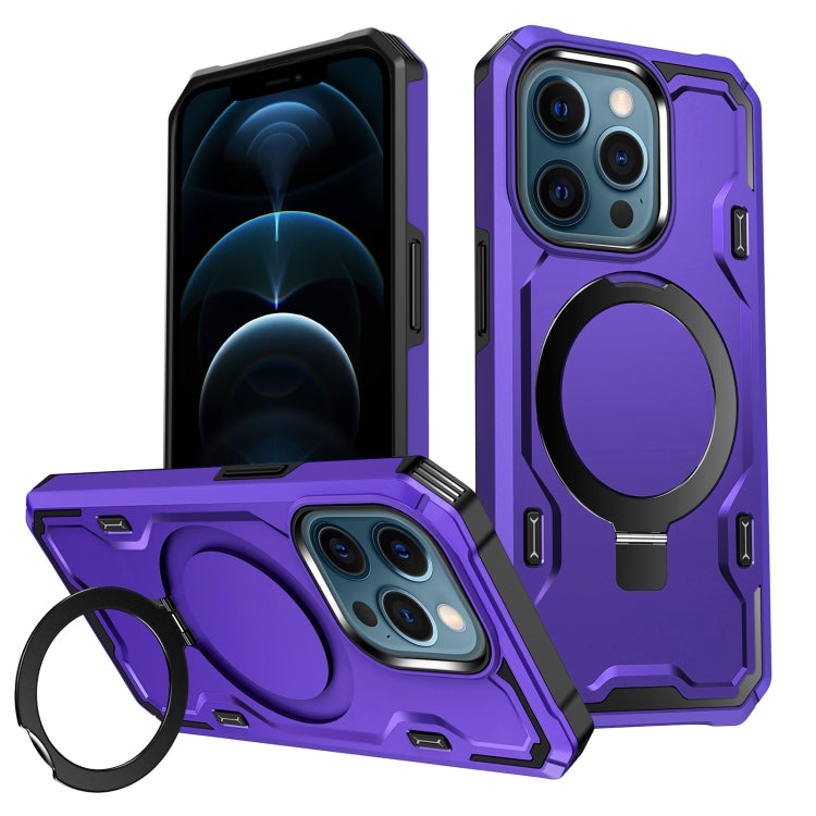 For iPhone 12 Pro Max Patronus MagSafe Magnetic Holder Phone Case(Purple) by buy2fix