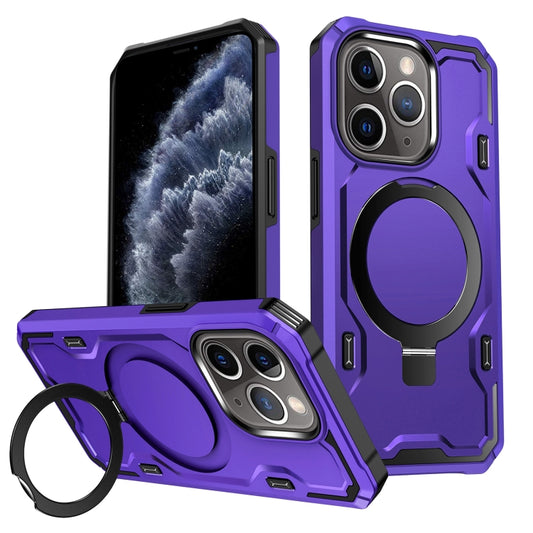 For iPhone 11 Pro Max Patronus MagSafe Magnetic Holder Phone Case(Purple) by buy2fix
