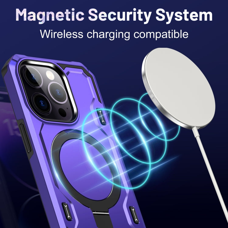 For iPhone 11 Patronus MagSafe Magnetic Holder Phone Case(Purple) - iPhone 11 Cases by buy2fix | Online Shopping UK | buy2fix