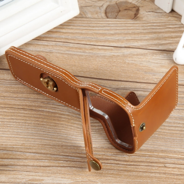 For Canon EOS R8 1/4 inch Thread PU Leather Camera Half Case Base(Brown) by buy2fix