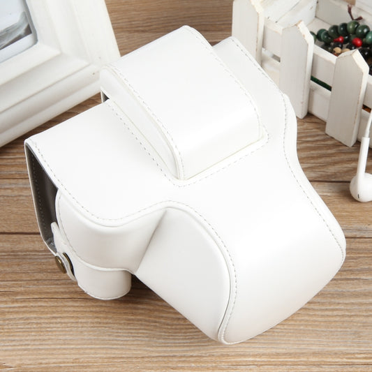 For Canon EOS R50 Full Body Magnetic Leather Camera Case Bag with Strap, Deluxe Edition(White) by buy2fix