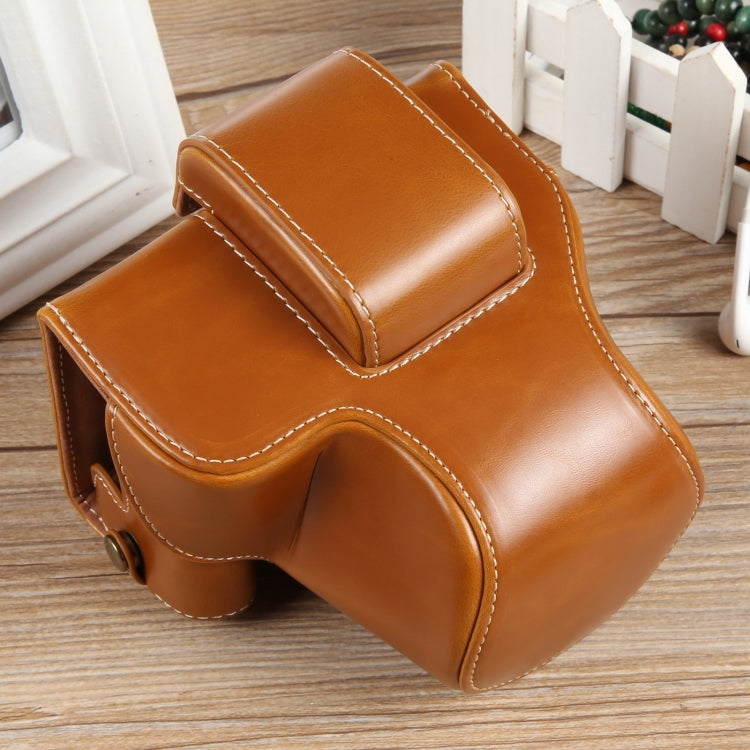 For Canon EOS R50 Full Body Magnetic Leather Camera Case Bag with Strap, Deluxe Edition(Brown) by buy2fix