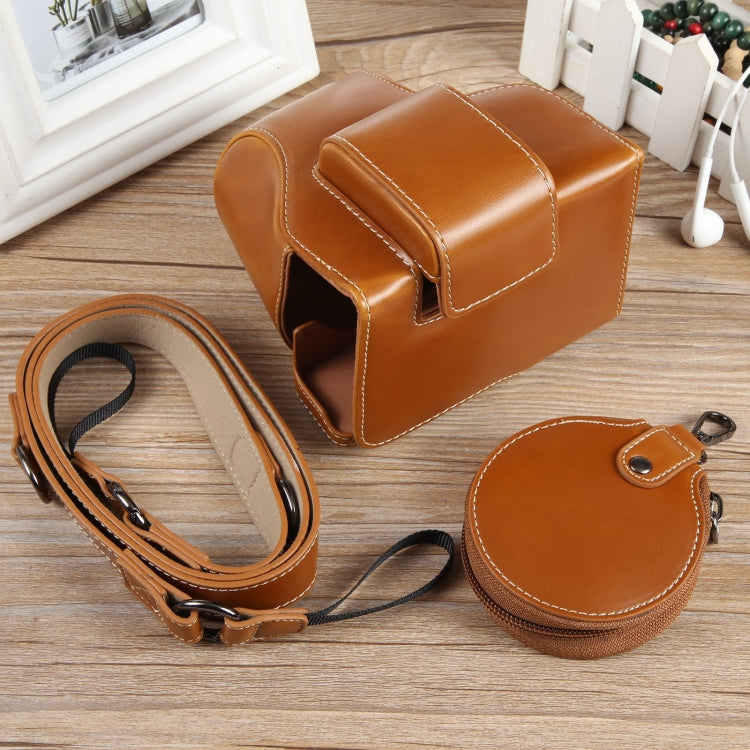 For Canon EOS R50 Full Body Magnetic Leather Camera Case Bag with Strap, Deluxe Edition(Brown) by buy2fix