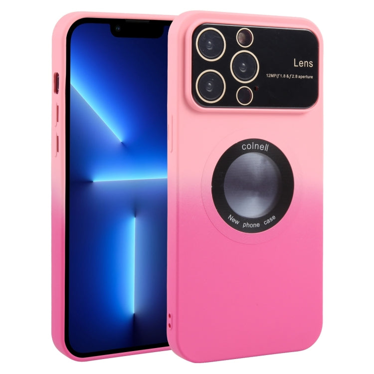 For iPhone 13 Pro Gradient Silicone Shockproof Magsafe Phone Case with Lens Film(Pink Rose) - iPhone 13 Pro Cases by buy2fix | Online Shopping UK | buy2fix