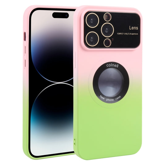 For iPhone 15 Pro Max Gradient Silicone Shockproof Magsafe Phone Case with Lens Film(Pink Green) - iPhone 15 Pro Max Cases by buy2fix | Online Shopping UK | buy2fix