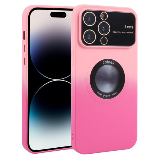 For iPhone 15 Pro Gradient Silicone Shockproof Magsafe Phone Case with Lens Film(Pink Rose) - iPhone 15 Pro Cases by buy2fix | Online Shopping UK | buy2fix