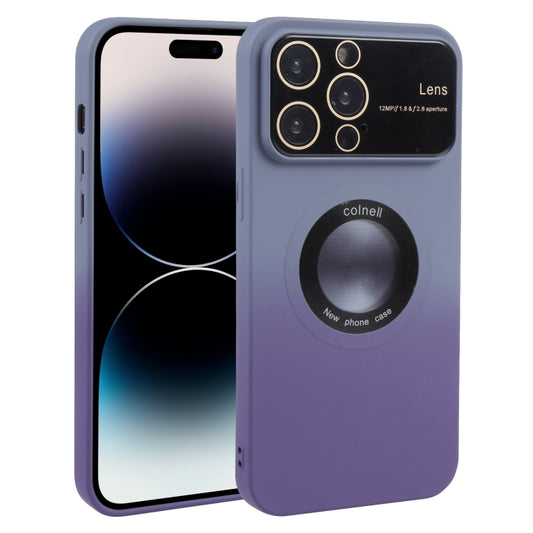 For iPhone 15 Pro Gradient Silicone Shockproof Magsafe Phone Case with Lens Film(Grey Purple) - iPhone 15 Pro Cases by buy2fix | Online Shopping UK | buy2fix